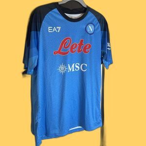 SSC Napoli 2022-23 Home Shirt Jersey EA7 Certilogo Football Soccer Size L